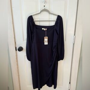 NWT Navy Square Neck Jersey Midi Dress 12P